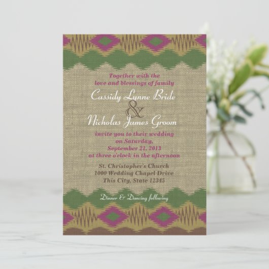 Südwest Pattern Wedding Einladung (Stehend Vorderseite)