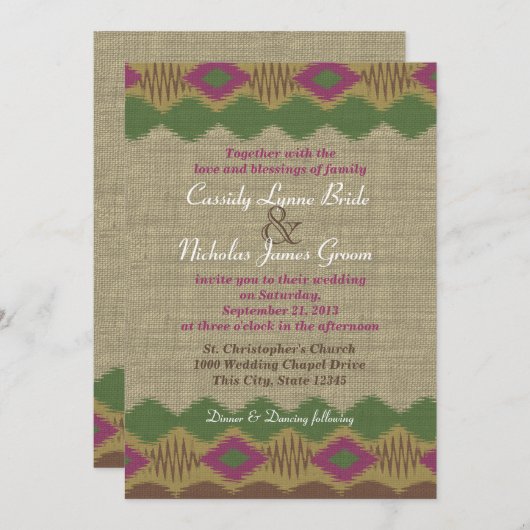 Südwest Pattern Wedding Einladung (Vorne/Hinten)