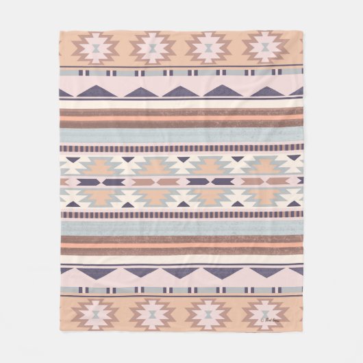 Südwest Peach Tribal Muster Fleecedecke (Vorderseite)