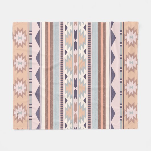 Südwest Peach Tribal Muster Fleecedecke (Vorderseite (Horizontal))