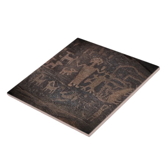 Südwest Petroglyph Black and Brown Keramik Tile Fliese (Seite)