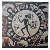 Südwest Petroglyph Design Animals Moon Dancing Fliese (Vorderseite)