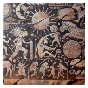 Südwest Petroglyph Design Animals Moon Dancing Fliese