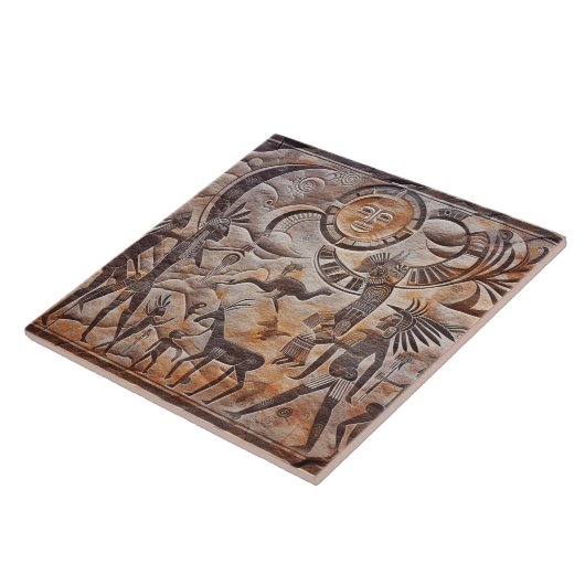 Südwest-Petroglyph-Design mit Sonne und Mond Fliese (Seite)