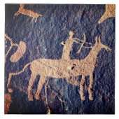 Südwest Petroglyph Indianeramerikaner am Pferd Fliese (Vorderseite)