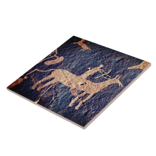 Südwest Petroglyph Indianeramerikaner am Pferd Fliese (Seite)