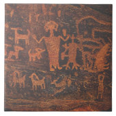 Südwest Petroglyph Orange and Brown Keramik Tile Fliese (Vorderseite)