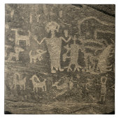 Südwest Petroglyph Sepia Keramik Tile Fliese (Vorderseite)