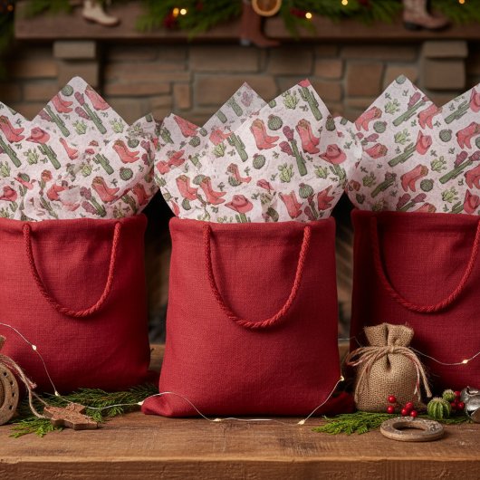 Südwest Pink Weihnachts-Cowgirl Howdy Weihnachten Seidenpapier