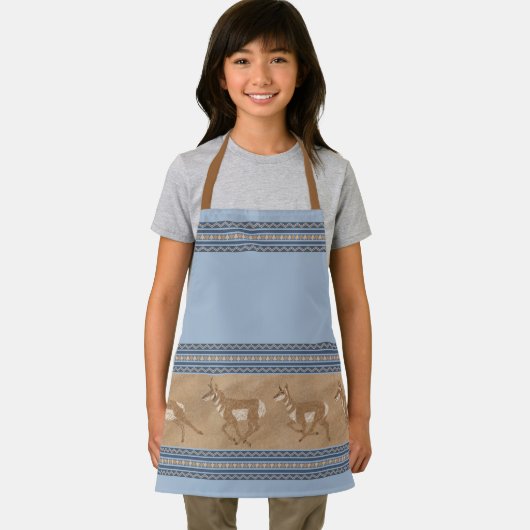 Südwest Pronghorn Antelope Blue Border Small Borde Schürze (Insitu)