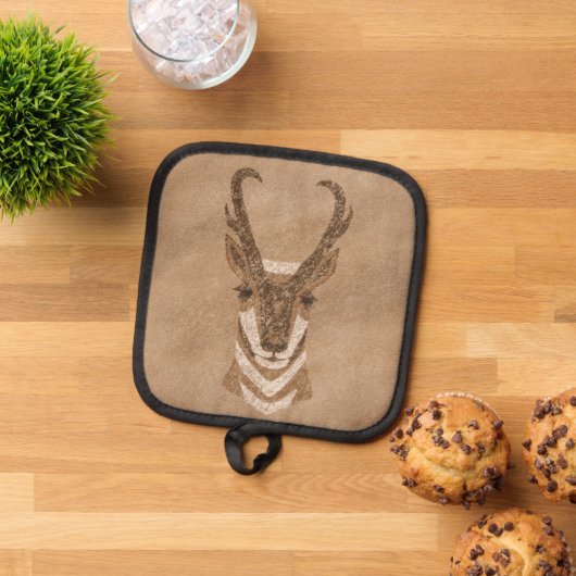 Südwest Pronghorn Antelope Head Tan Topflappen (Oben Unten)