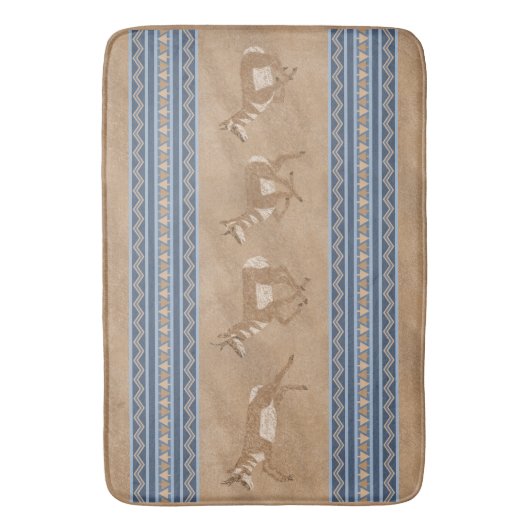 Südwest Pronghorn Antelopes Blue Border Badematte (Vorderseite Vertikal)