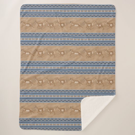 Südwest Pronghorn Antelopes Blue Border Large Sherpadecke (Vorderseite)