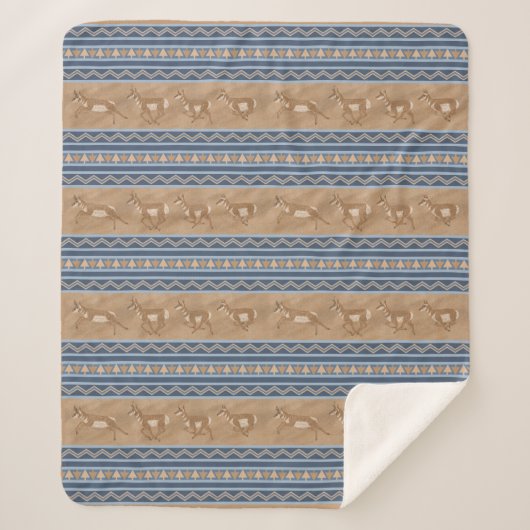 Südwest Pronghorn Antelopes Blue Border Medium Sherpadecke (Vorderseite)