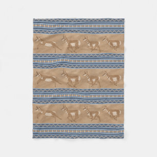 Südwest Pronghorn Antelopes Blue Border Small Fleecedecke