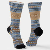 Südwest Pronghorn Antelopes Blue & Brown Border Socken (Gewinkelt)