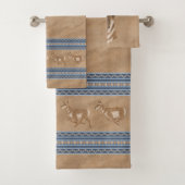 Südwest Pronghorns Antelope Face Blue Border Badhandtuch Set (Insitu)