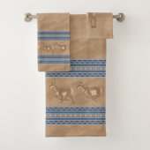 Südwest-Pronghorns Walking Antelope Blue Border Badhandtuch Set (Insitu)