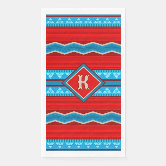 Südwest River Canyon Red Turquoise Mit Monogramm Serviette (Vorderseite)