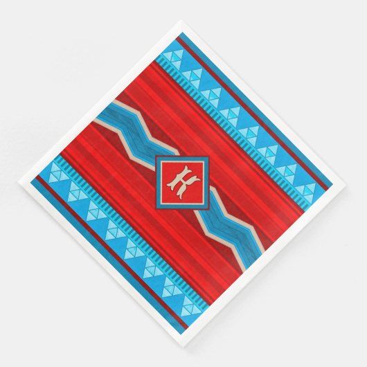 Südwest River Canyon Red Turquoise Mit Monogramm Serviette (Ecke)