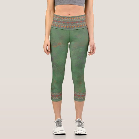 Südwest Roadrunner Sagebrush Green Capri Leggings (Vorderseite)