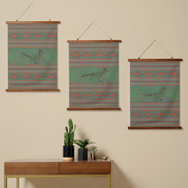 Südwest Roadrunner Sagebrush Green Geometry Set Wandteppich Mit Holzrahmen