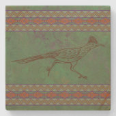 Südwest Roadrunner Sagebrush Green Stone Untersetz Steinuntersetzer (Vorderseite)