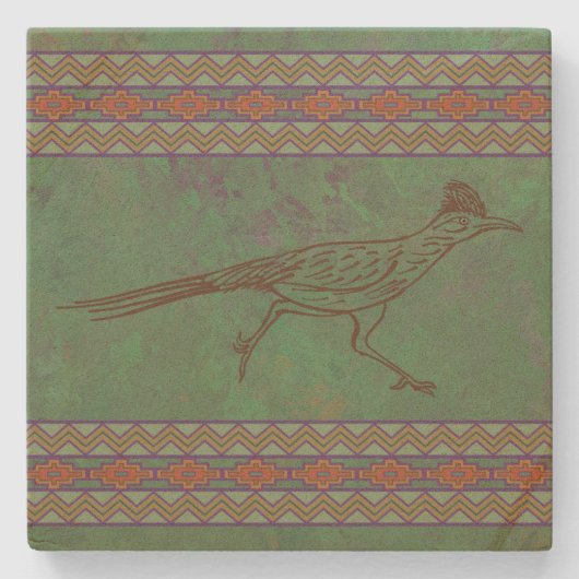 Südwest Roadrunner Sagebrush Green Stone Untersetz Steinuntersetzer (Vorderseite)