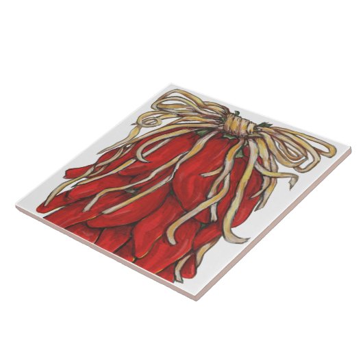 Südwest Roter Chile Chili Ristra Top Tile House #1 Fliese (Seite)