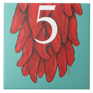 Südwest Roter Chile Chili Ristra Turquoise House # Fliese