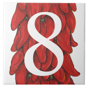 Südwest Roter Chili Pepper House Number 8 Acht Fliese
