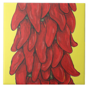 Südwest Roter Chili Pepper Ristra Mittelgelb Fliese