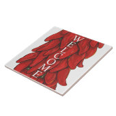 Südwest Roter Chili Pepper Ristra Willkommen Mitte Fliese (Seite)