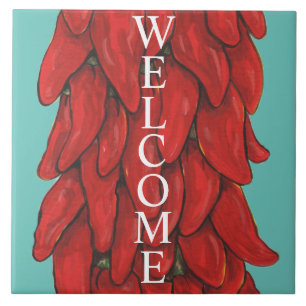 Südwest Roter Chili Pepper Schild Willkommen Türki Fliese