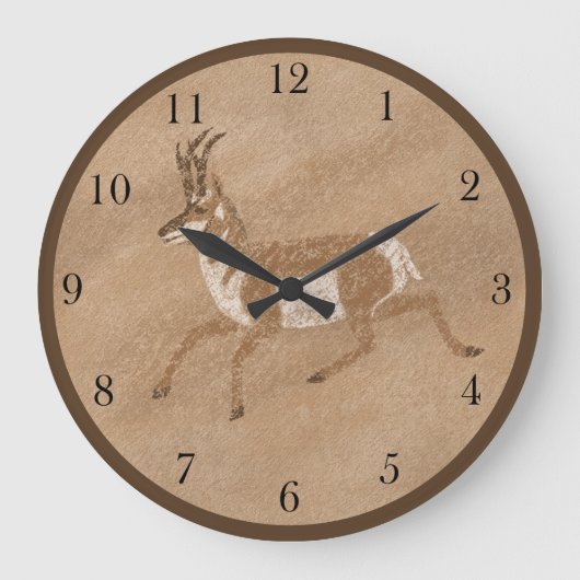 Südwest Running Pronghorn Antelope Große Wanduhr (Vorderseite)