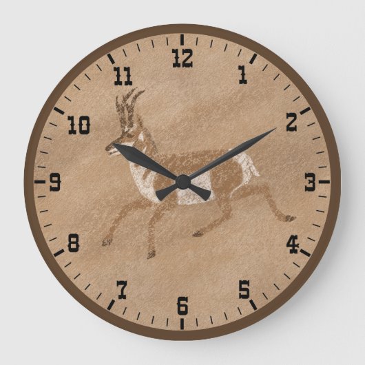 Südwest Running Pronghorn Antelope Old West Große Wanduhr (Vorderseite)