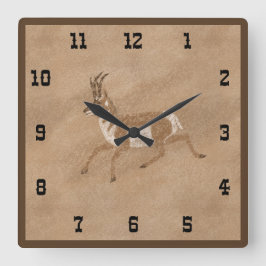 Südwest Running Pronghorn Antelope Quadratische Wanduhr