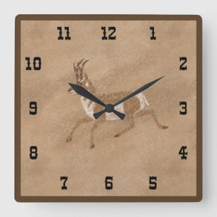 Südwest Running Pronghorn Antelope Quadratische Wanduhr