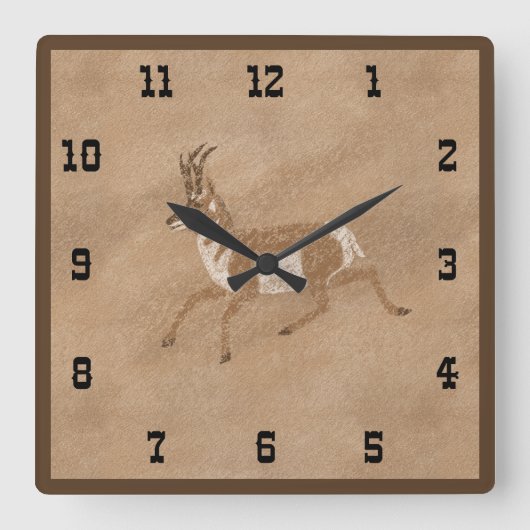 Südwest Running Pronghorn Antelope Quadratische Wanduhr (Vorderseite)
