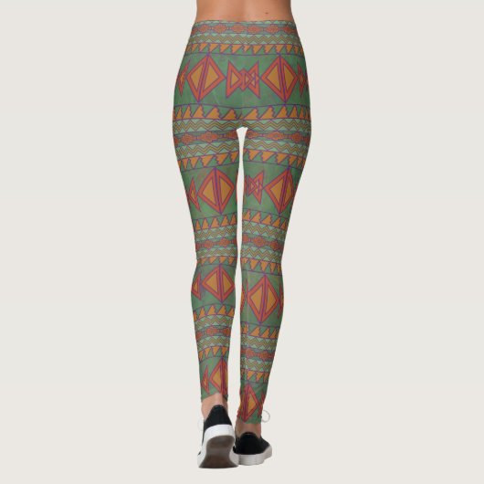 Südwest-Sagebrush Green Geometric Design Leging Leggings (Rückseite)