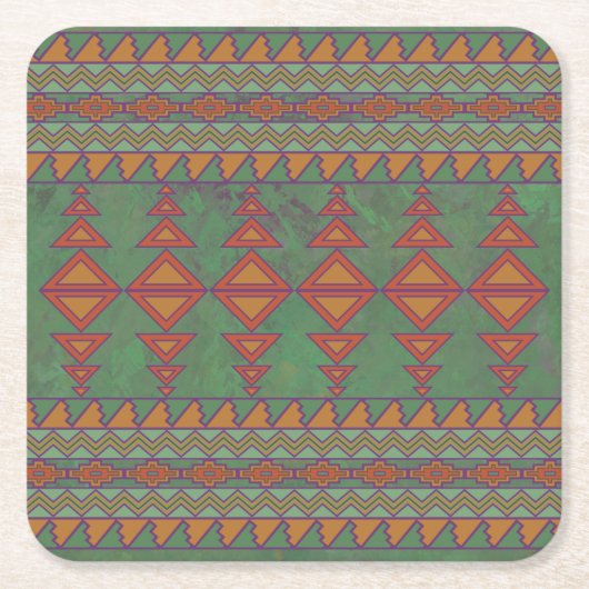 Südwest Sagebrush Green Geometric Design Square Rechteckiger Pappuntersetzer (Vorderseite)