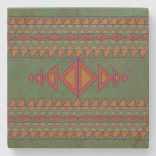 Südwest-Sagebrush Grüner geometrischer Designste Steinuntersetzer