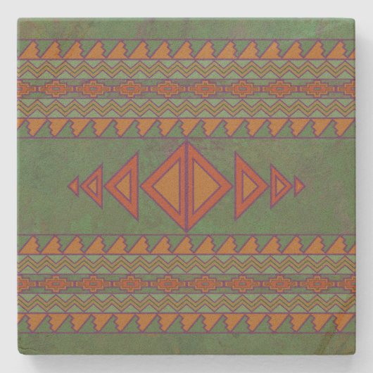 Südwest-Sagebrush Grüner geometrischer Designstein Steinuntersetzer (Vorderseite)