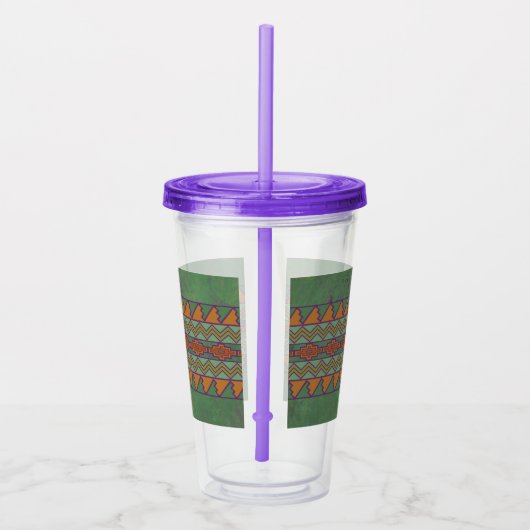 Südwest-Sagebrush Grünes geometrisches Design Acryltrinkbecher (Rechts)