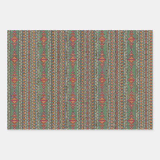 Südwest-Sagebrush Grünes geometrisches Design Geschenkpapier Set (Vorderseite 3)