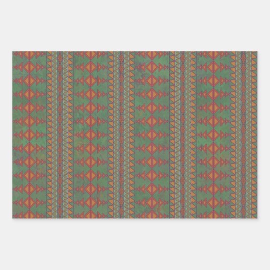 Südwest-Sagebrush Grünes geometrisches Design Geschenkpapier Set (Vorderseite)