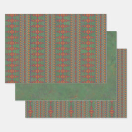 Südwest-Sagebrush Grünes geometrisches Design Geschenkpapier Set