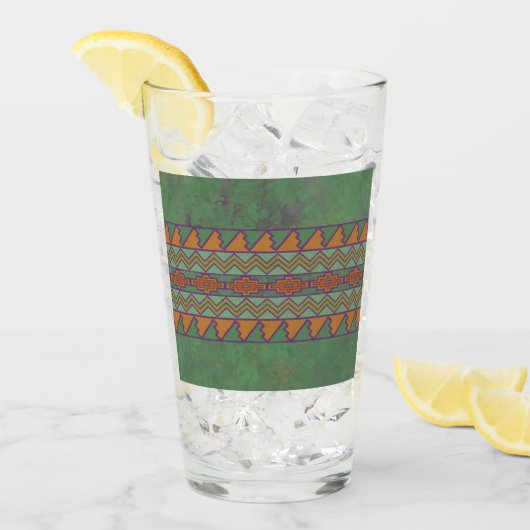 Südwest-Sagebrush Grünes geometrisches Design Glas (Vorderseite Ice)