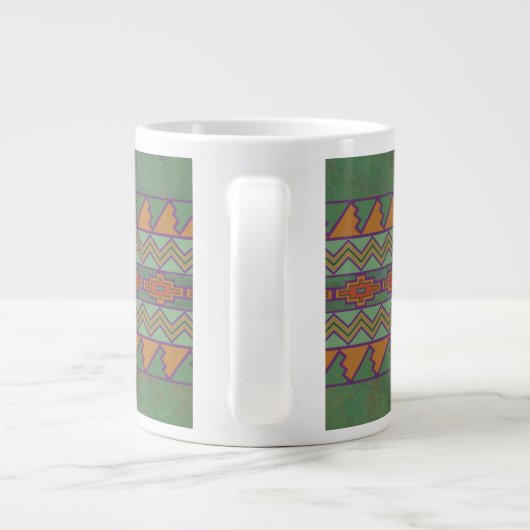 Südwest-Sagebrush Grünes geometrisches Design Jumbo-Tasse (Rückseite)