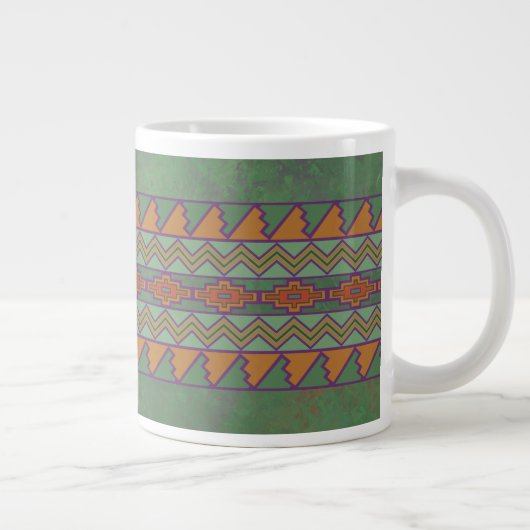 Südwest-Sagebrush Grünes geometrisches Design Jumbo-Tasse (Rechts)